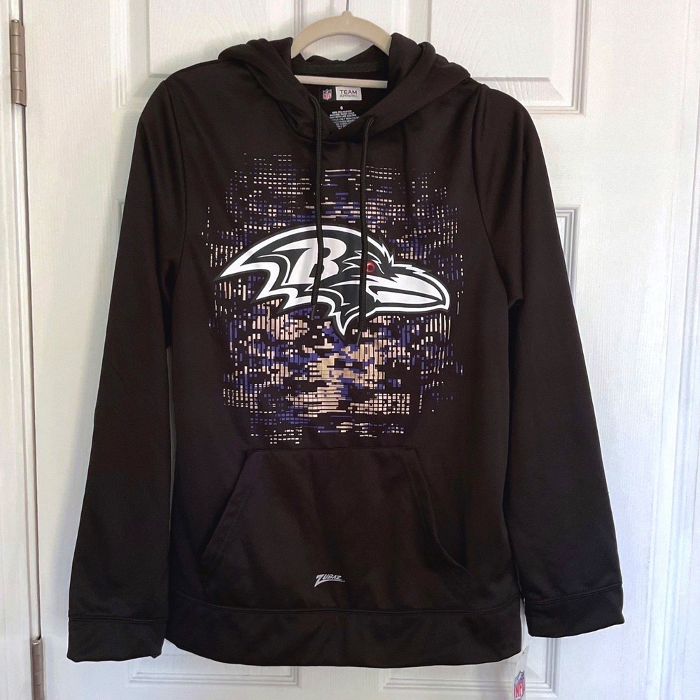 NFL Team Apparel Baltimore Ravens Zubaz Mens Small Black Graphic Pullover Hoodie